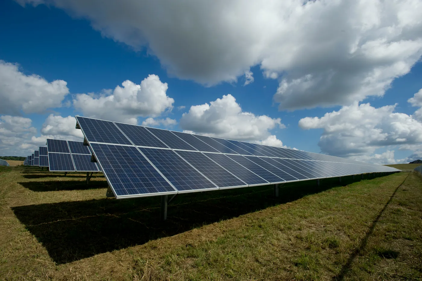Solar panels installed on farmland
